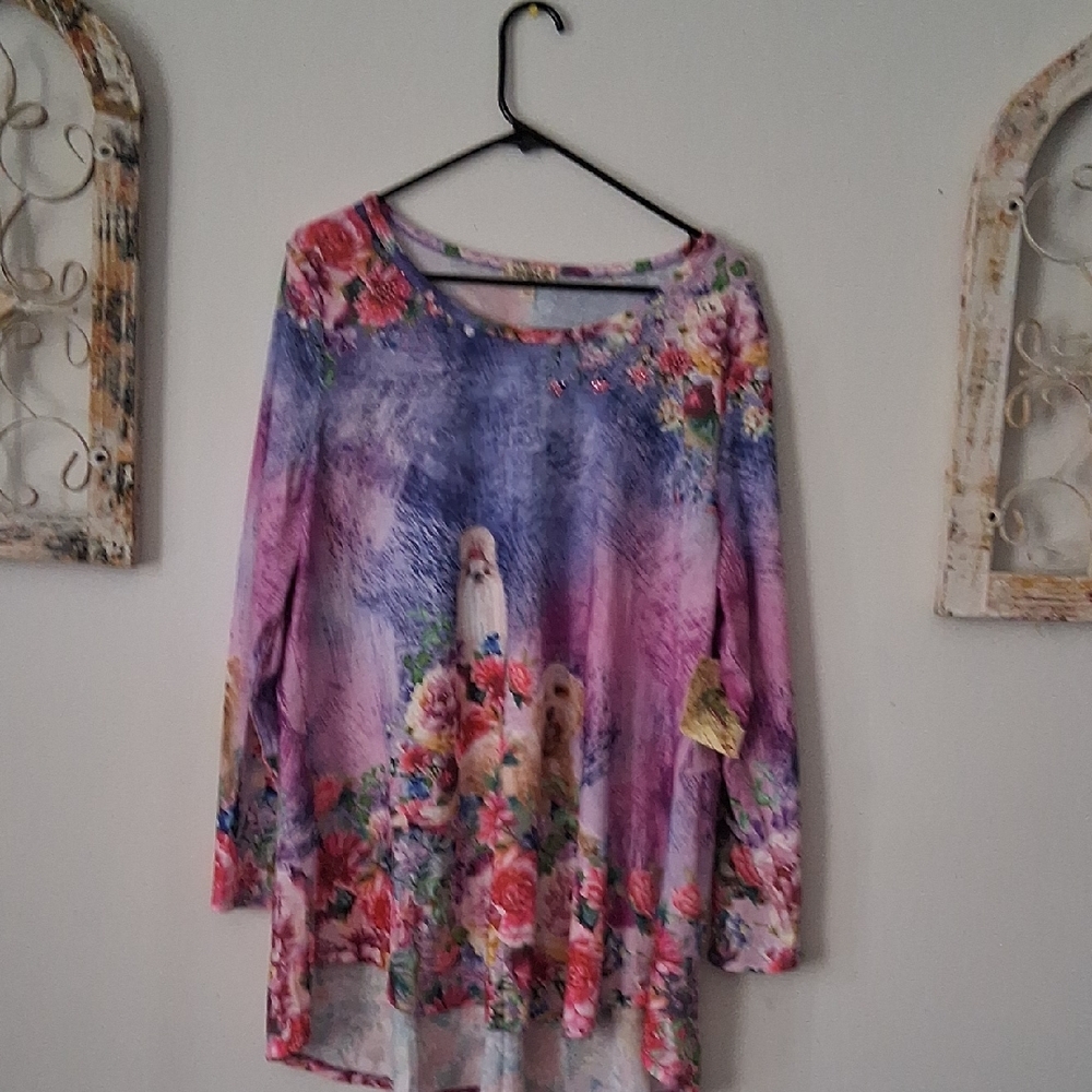 ONE WORLD Vibrant Floral Long Sleeve Top